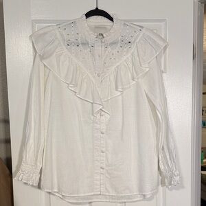 River Island White Ruffle Blouse